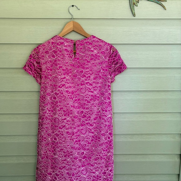 CeCe lace mini dress fun flirty sheath fuchsia pink Cynthia Steffe sz 2 EUC - Picture 4 of 13